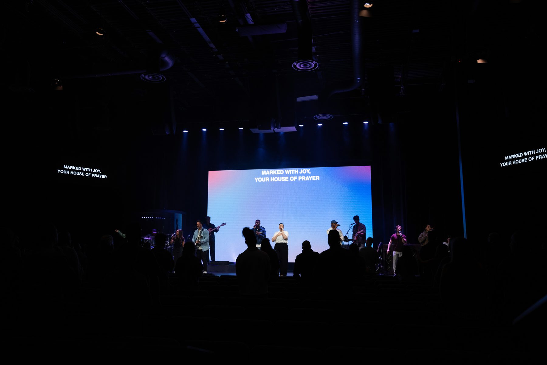 Live event stage with concert lighting